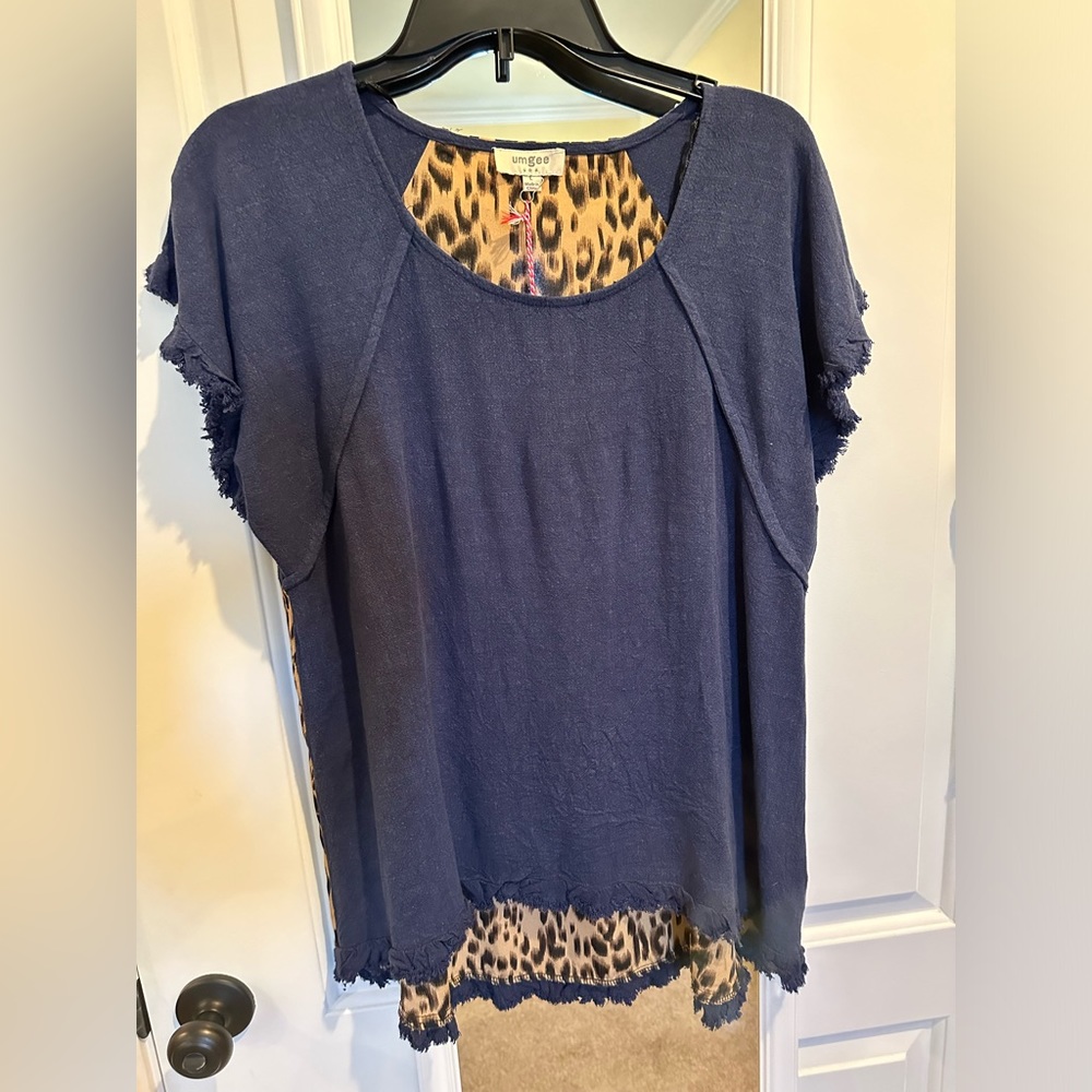 Umgee Denim & Animal Print shirt